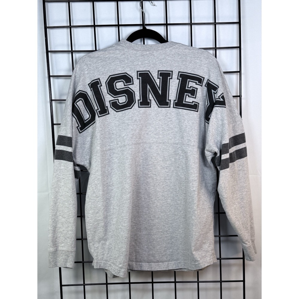 Disney Puff Print Mickey Crest Logo Jersey Style T-Shirt Womens M Gray Varsity